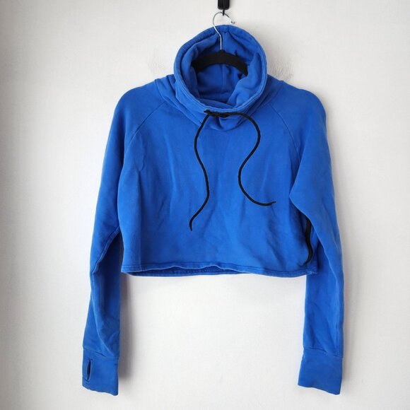 Born Primitive Tops - Born Primitive Blue Cowl Neck Cropped Sweatshirt Activewear Stretchy Women's S